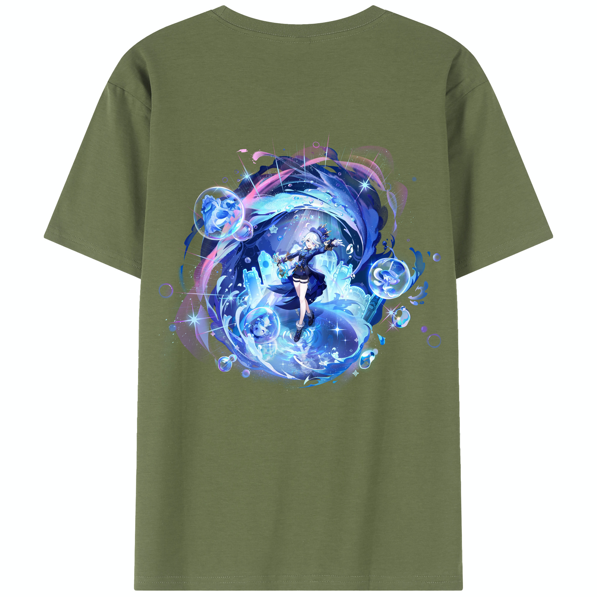 げんし神 フリーナ genshin Furina 綿100％半袖Tシャツ（背面プリント）